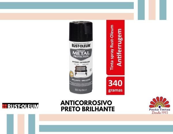 Spray Antiferrugem Preto Brilhante - Rust Oleum - 2