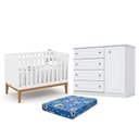 Ver imagem 1 de Berço Americano Unique Branco Soft Eco Wood - Matic e Cômoda Infantil Americano Branco e Colchão