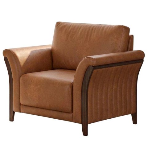 Poltrona Decorativa Royal Base Madeira Courino Tcs 727 Moll