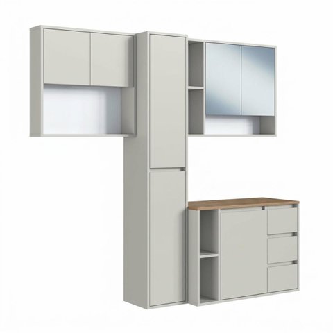 Conjunto Suspenso Banheiro Gabinete e Espelheira Belagavi 168,2cm Arenas Cj105