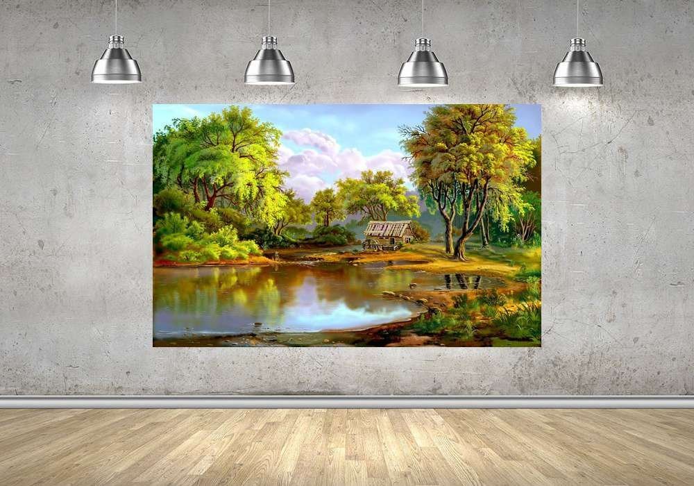 Quadro Pintura Paisagem Óleo Sobre Tela 3007: 70cm (A) x 110cm (L) - 4