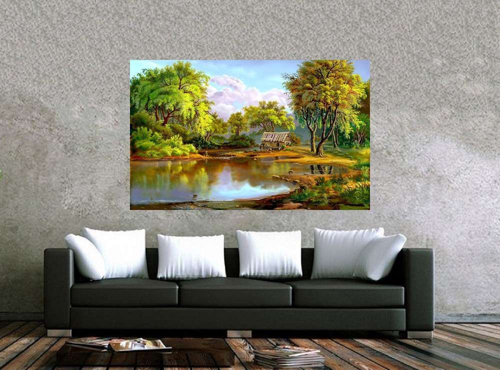 Quadro Pintura Paisagem Óleo Sobre Tela 3007: 70cm (A) x 110cm (L) - 2