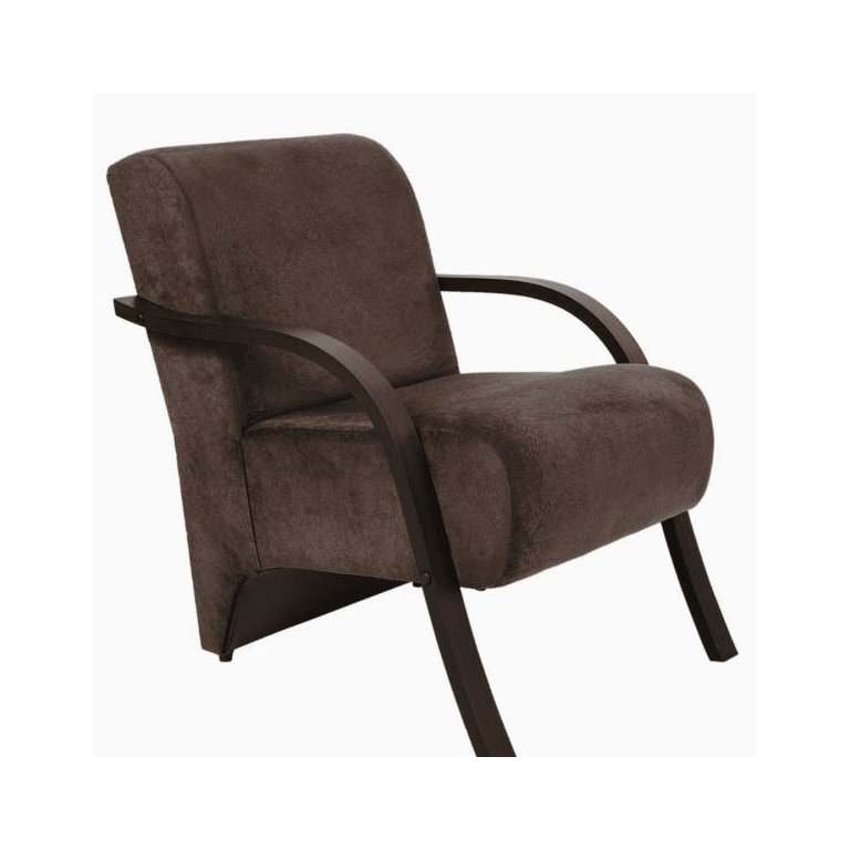 Poltrona Decorativa Santa Rita Suede com Braço de Madeira Chocolate