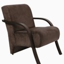 Ver imagem 1 de Poltrona Decorativa Santa Rita Suede com Braço de Madeira Chocolate