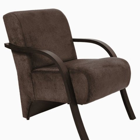 Poltrona Decorativa Santa Rita Suede com Braço de Madeira Chocolate