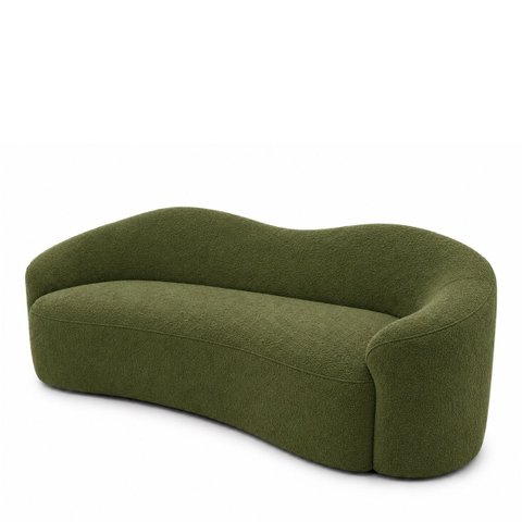 Kit Sofá + Puf Star 270 cm Orgânico 3 Lugares Sala Recepção:Verde/Memphis