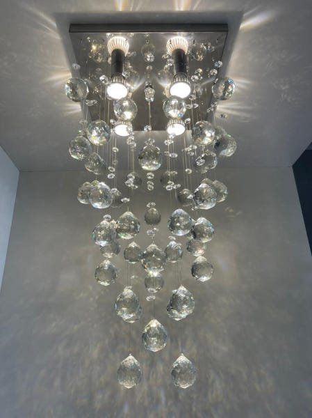 Lustre de Cristal para Sala de Jantar Estar com 04 Lâmpadas 70cm de Altura - 5