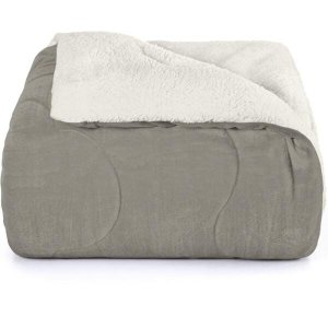 Edredom Queen, Hedrons, Sherpa, 2,40 x 2,60, Taupe