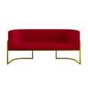 Ver imagem 4 de Sofá Namoradeira 2 Lugares Moderna Base Metal Gold – Balaqui Cor:vermelho
