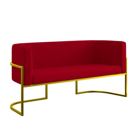Sofá Namoradeira 2 Lugares Moderna Base Metal Gold – Balaqui Cor:vermelho