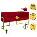 Ver imagem 2 de Sofá Namoradeira 2 Lugares Moderna Base Metal Gold – Balaqui Cor:vermelho