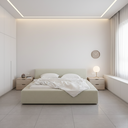 Ver imagem 2 de Cama Estofada Queensiena 1.60m Moderna em Linho Base Baixa Design Minimalista Off White
