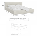Ver imagem 7 de Cama Estofada Queensiena 1.60m Moderna em Linho Base Baixa Design Minimalista Off White