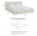 Ver imagem 7 de Cama Estofada Queensiena 1.60m Moderna em Linho Base Baixa Design Minimalista Off White
