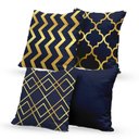 Ver imagem 1 de Kit 4 Capas De Almofadas Decorativas Geométricas Gold 45x45cm