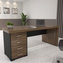 Ver imagem 3 de Mesa Tamburato com Gavetas Ii Le - Charuto/preto 6107