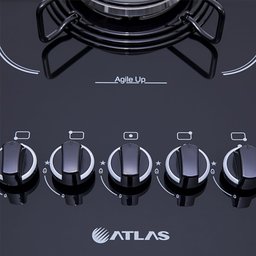 Cooktop Atlas Agile Up Glass, Tripla Chama, Superautomático - 5 Bocas - 4 Cooktop Atlas Agile Up Glass, Tripla Chama, Superautomático - 5 Bocas - 4
