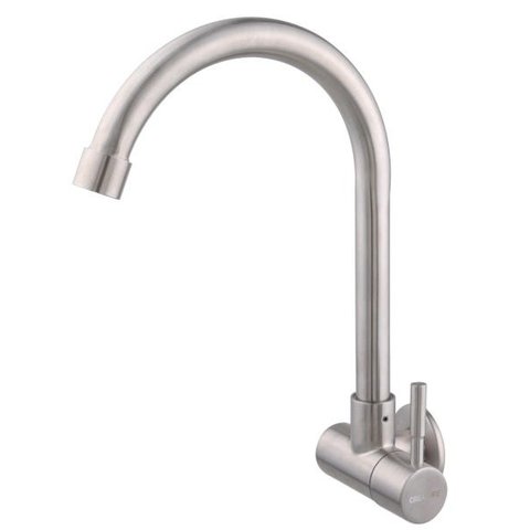 TORNEIRA DE PAREDE CINZA ESCOVADO 1/4 DE VOLTA