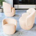 Ver imagem 1 de Kit Namoradeira + 2 Poltronas Decorativa Beatriz Orgânica Couro Bege