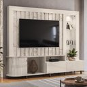 Ver imagem 1 de Estante Home Theater 1 Porta 2 Gavetas com Led Le Mans - Calacata/off White