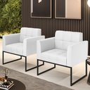 Ver imagem 2 de Kit 2 Poltronas Elisa Corino Base Metálica Industrial Preto - D'Rossi Branco