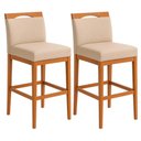 Ver imagem 2 de Kit 2 Banquetas Alta Cozinha Gourmet Estofada Linho:linho Bege