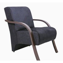 Poltrona Decorativa Santa Rita Suede com Braço de Madeira Preto - 1