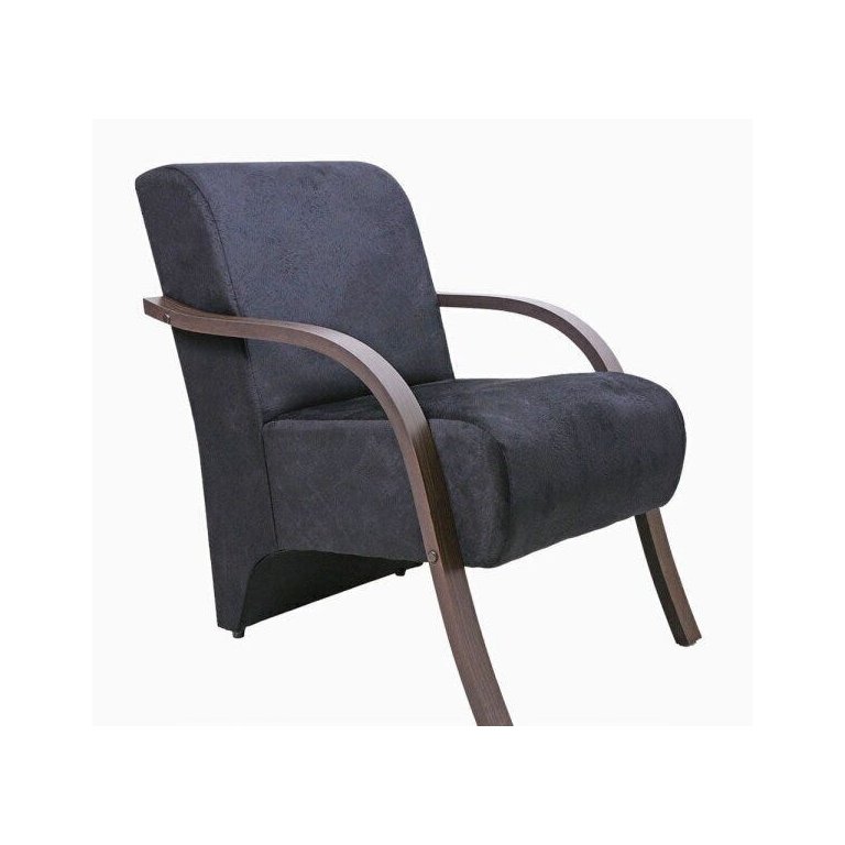 Poltrona Decorativa Santa Rita Suede com Braço de Madeira Preto