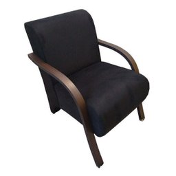 Poltrona Decorativa Santa Rita Suede com Braço de Madeira Preto - 2