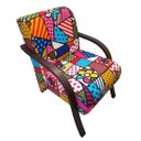 Ver imagem 2 de Poltrona Decorativa Santa Rita Suede com Braço de Madeira Romero Brito