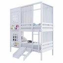 Ver imagem 5 de Beliche Casinha Reta com 02 Janelas Escorregador e Cortina Madeira Maciça Branco Housin