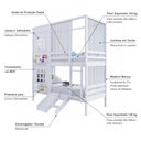 Ver imagem 2 de Beliche Casinha Reta com 02 Janelas Escorregador e Cortina Madeira Maciça Branco Housin