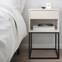 Ver imagem 2 de Mesa de Cabeceira Industrial Pé de Aço 1 Gaveta Corrediça Telescópica 1 Nicho - Off White/pé Preto