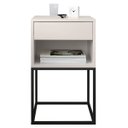 Ver imagem 5 de Mesa de Cabeceira Industrial Pé de Aço 1 Gaveta Corrediça Telescópica 1 Nicho - Off White/pé Preto