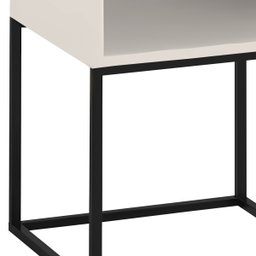 Mesa de Cabeceira Industrial Pé de Aço 1 Gaveta Corrediça Telescópica 1 Nicho - Off White/pé Preto - 11