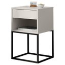 Ver imagem 3 de Mesa de Cabeceira Industrial Pé de Aço 1 Gaveta Corrediça Telescópica 1 Nicho - Off White/pé Preto