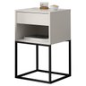 Mesa de Cabeceira Industrial Pé de Aço 1 Gaveta Corrediça Telescópica 1 Nicho - Off White/pé Preto - 3