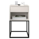 Ver imagem 2 de Mesa de Cabeceira Industrial Pé de Aço 1 Gaveta Corrediça Telescópica 1 Nicho - Off White/pé Preto