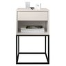 Mesa de Cabeceira Industrial Pé de Aço 1 Gaveta Corrediça Telescópica 1 Nicho - Off White/pé Preto - 2