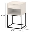 Ver imagem 5 de Mesa de Cabeceira Industrial Pé de Aço 1 Gaveta Corrediça Telescópica 1 Nicho - Off White/pé Preto