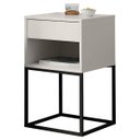 Ver imagem 7 de Mesa de Cabeceira Industrial Pé de Aço 1 Gaveta Corrediça Telescópica 1 Nicho - Off White/pé Preto