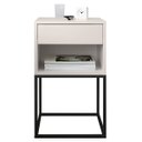 Ver mais imagens de Mesa de Cabeceira Industrial Pé de Aço 1 Gaveta Corrediça Telescópica 1 Nicho - Off White/Pé Preto