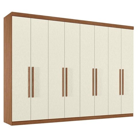 Guarda Roupa Casal 8 Portas 4 Gavetas Master New Jatobá Areia Acetinado - Santos Andirá