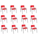 Ver imagem 2 de Kit 12 Cadeira Iso Infantil Creche, Escola Base Cinza Vermelho