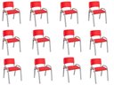Ver imagem 2 de Kit 12 Cadeira Iso Infantil Creche, Escola Base Cinza Vermelho
