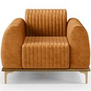 Ver imagem 3 de Kit 02 Poltronas Decorativa Base de Madeira Castanho e Pés Metalizado D'ouro Molino D02 Couríssimo W
