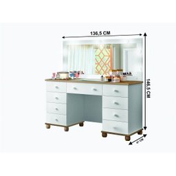 Penteadeira Planet Baby Camarim 9 Gavetas com Led Branco Amêndoa - 2
