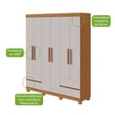 Ver imagem 7 de Guarda-Roupas 6 Portas 4 Gavetas com Pés sem Espelho Zeus - Lp - Rei de Casa Amendoa Clean/Off White
