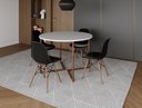 Ver imagem 1 de Mesa Industrial Base Ferro Cobre em V Tampo 110cm Branco 4 Cadeiras Eames Madeira Assento Preto