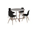 Ver imagem 2 de Mesa Industrial Base Ferro Cobre em V Tampo 110cm Branco 4 Cadeiras Eames Madeira Assento Preto